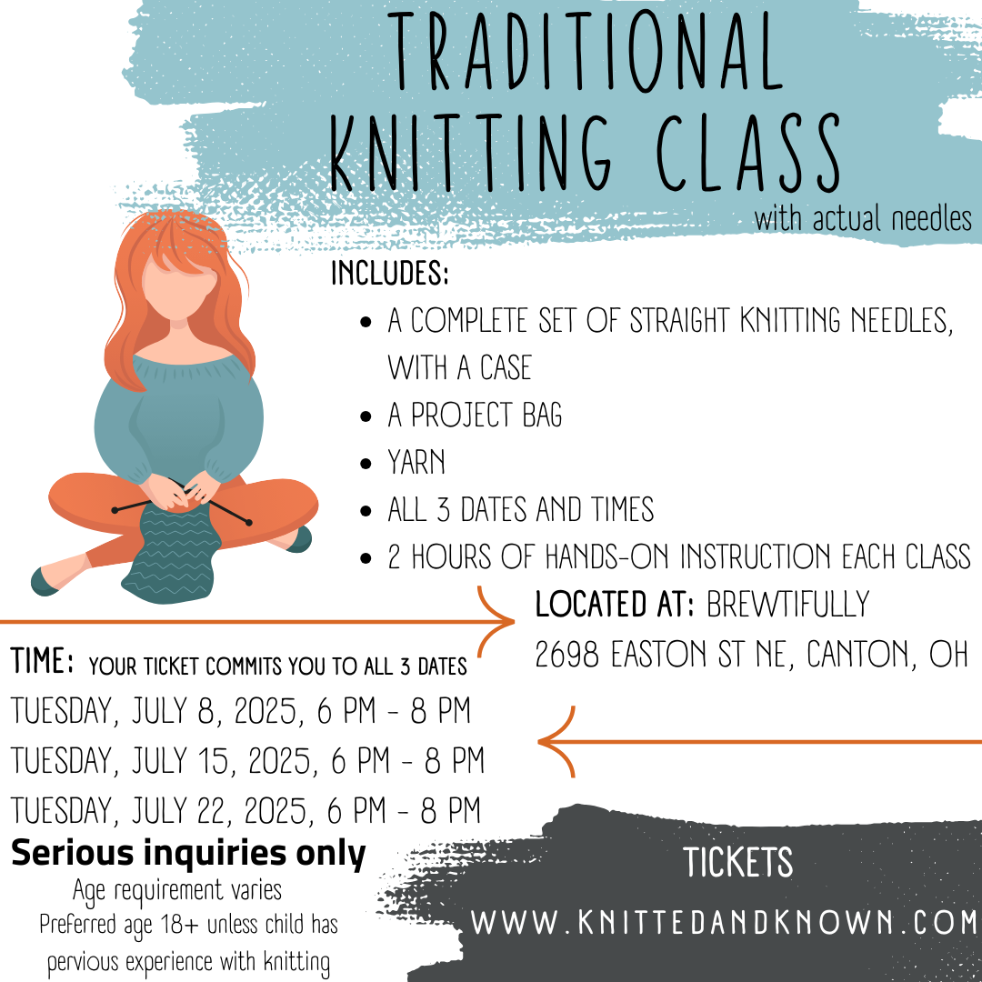Traditional Knitting Class with needles 3 sessions