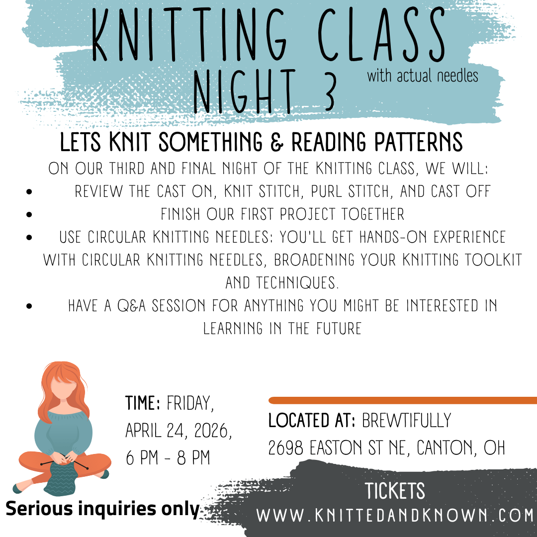 Traditional Knitting Class 3 sessions April 2026