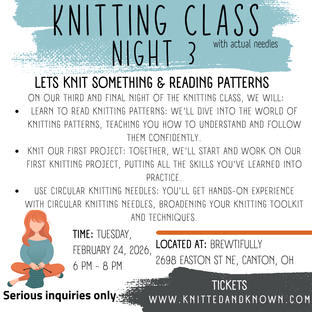 Traditional Knitting Class with needles 3 sessions February 2026