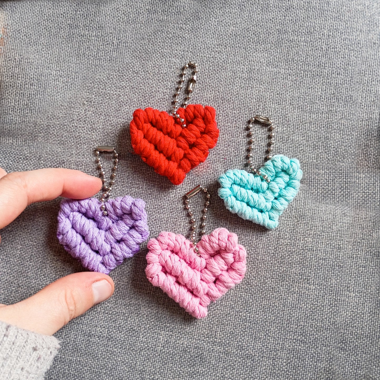 Macrame Heart Key Chain with Valentine cards