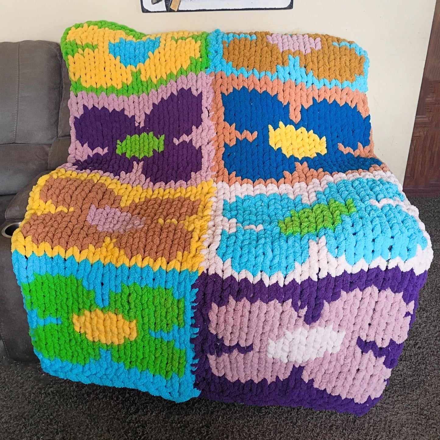 Flower Power Chunky Knit Blanket