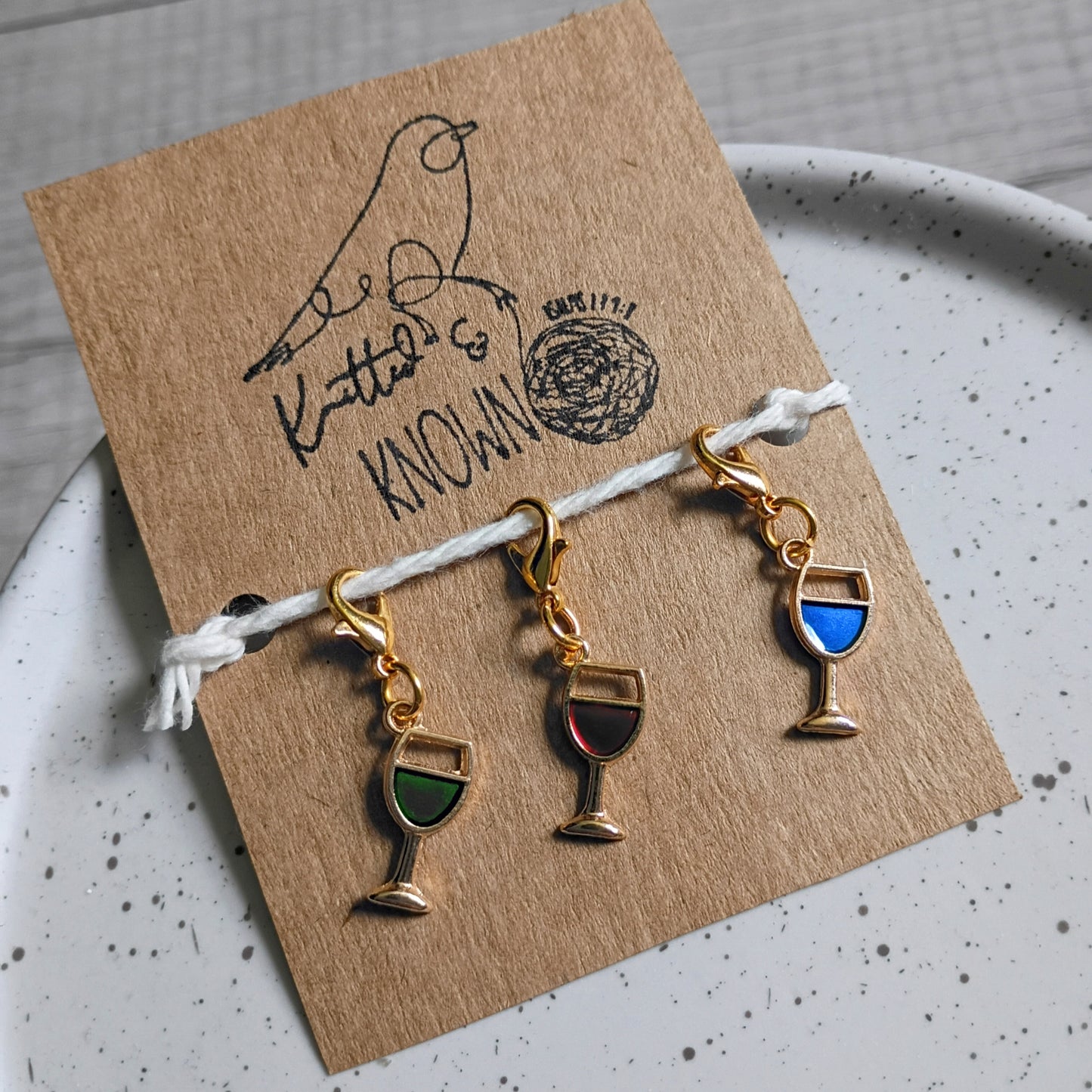 Wine Glass Stitch Markers – Set of 3
