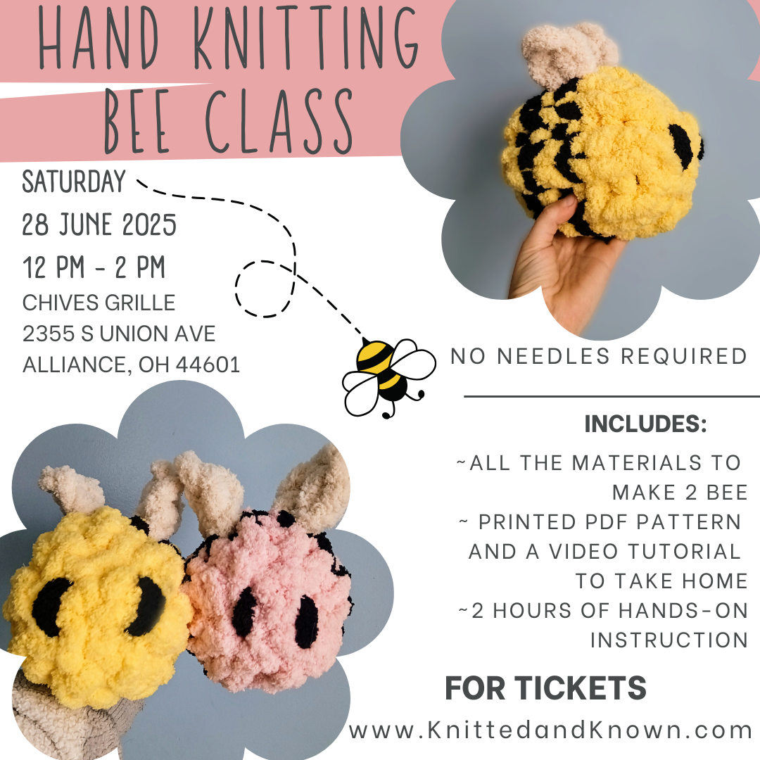 Hand Knitting Bee Stuffie Class - June 28th at Chives