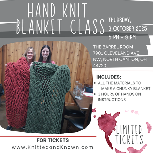 Hand Knitting Chunky Blanket Class - October 9 at The Barrel Room North Canton