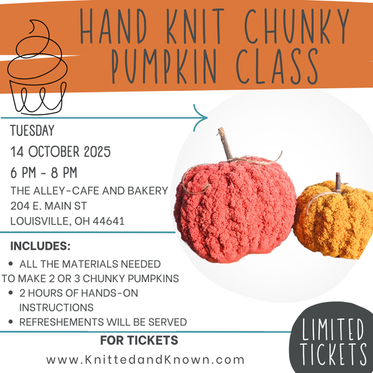 Hand Knitting Chunky Pumpkin Class - October 14th at The Alley Café and Bakery