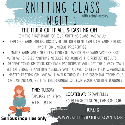 Traditional Knitting Class with needles 3 sessions February 2026