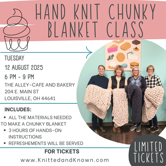 Hand Knitting Chunky Blanket Class - August 12th at The Alley Café and Bakery