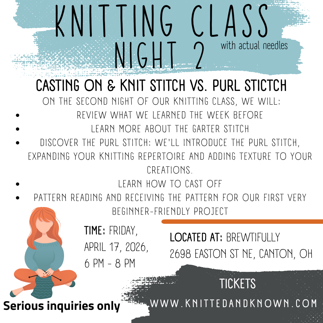 Traditional Knitting Class 3 sessions April 2026