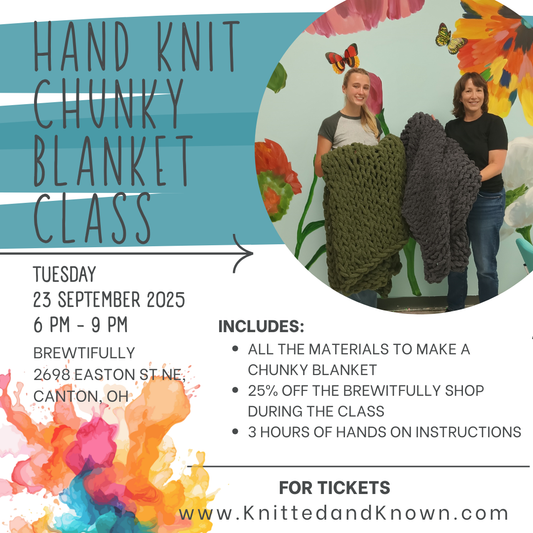 Hand Knitting Chunky Blanket Class - September 23rd at Brewtifully