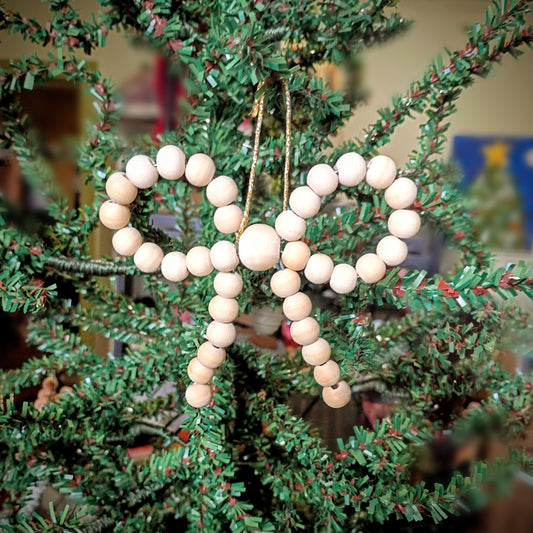 Wooden Bead Bow Ornament