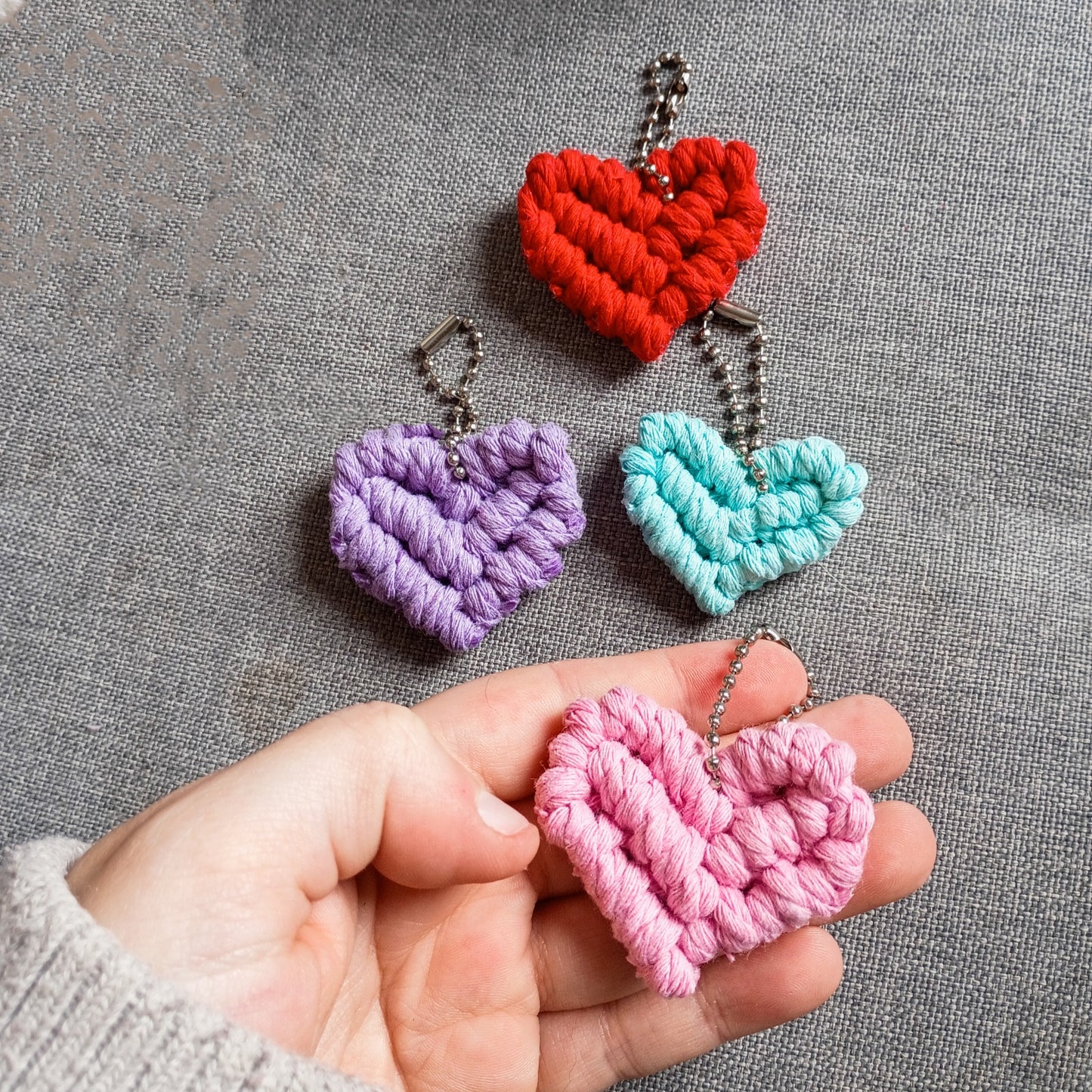 Macrame Heart Key Chain with Valentine cards