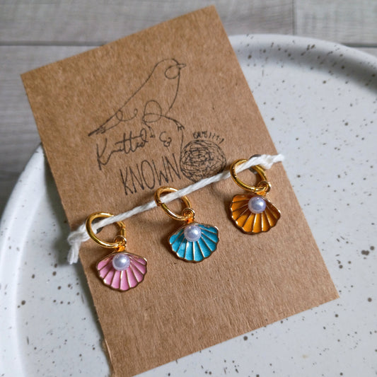 Pearl Seashell Stitch Markers – Set of 3