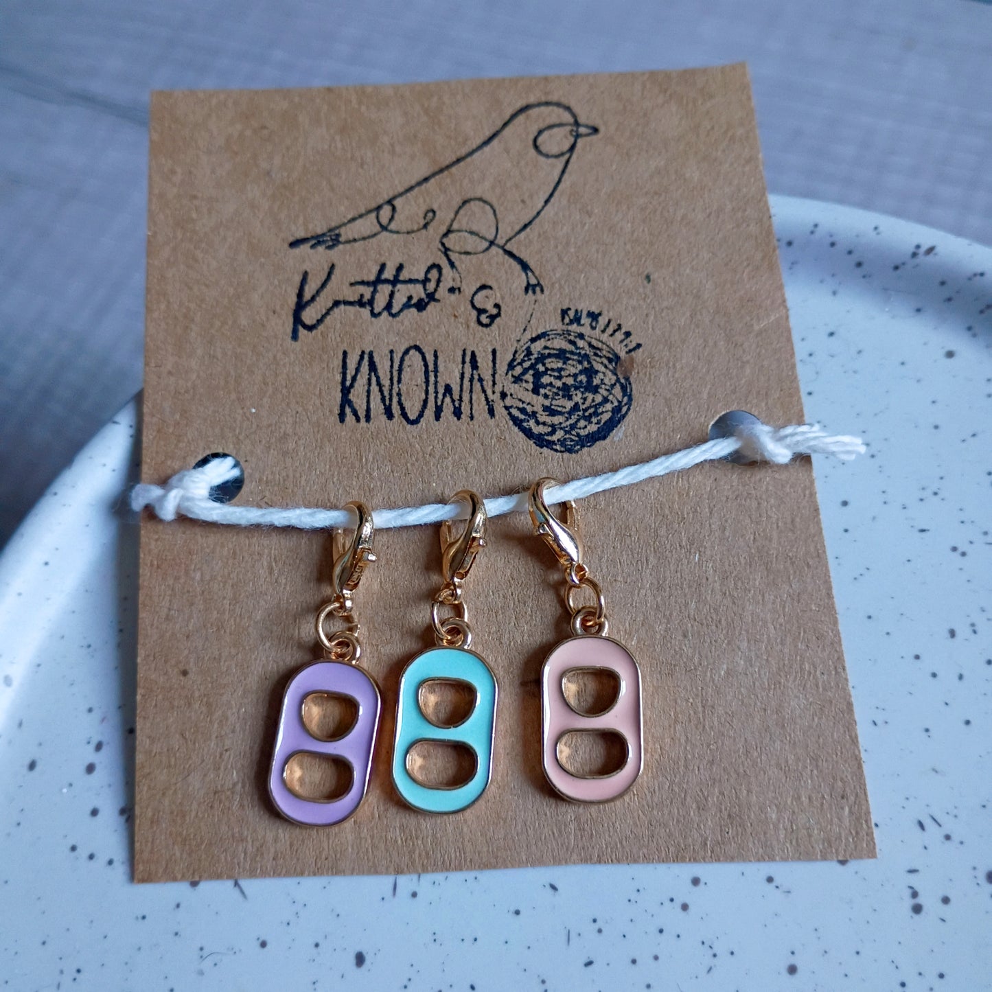 Pastel Soda Tab Charm Stitch Markers – Set of 3
