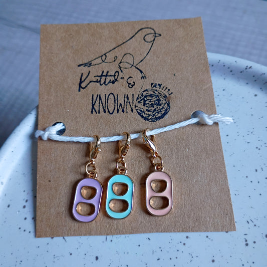 Pastel Soda Tab Charm Stitch Markers – Set of 3