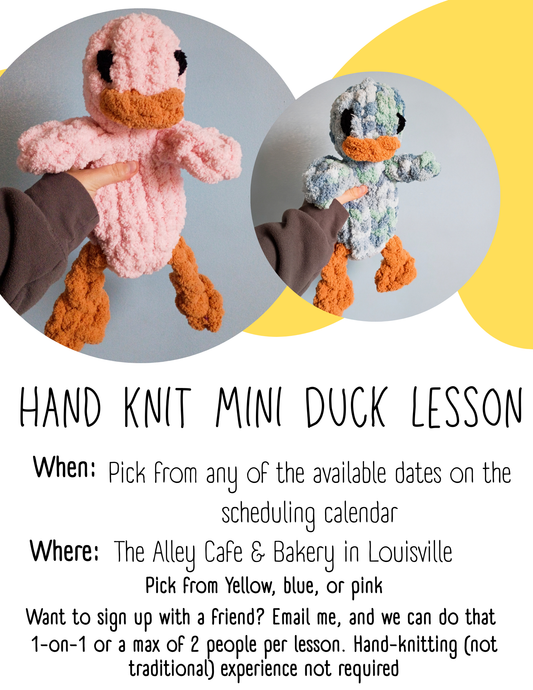 Mini Duck Hand Knitting Lesson