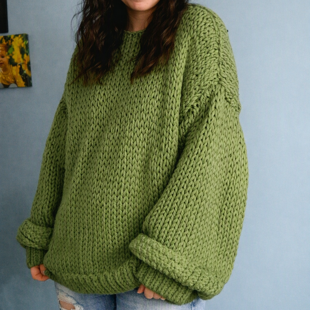 Oversized Cozy Hand-Knit Pullover Sweater