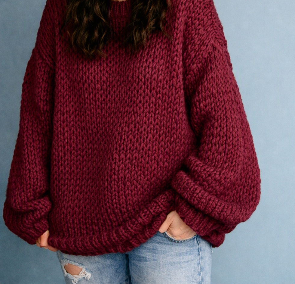 Oversized Cozy Hand-Knit Pullover Sweater