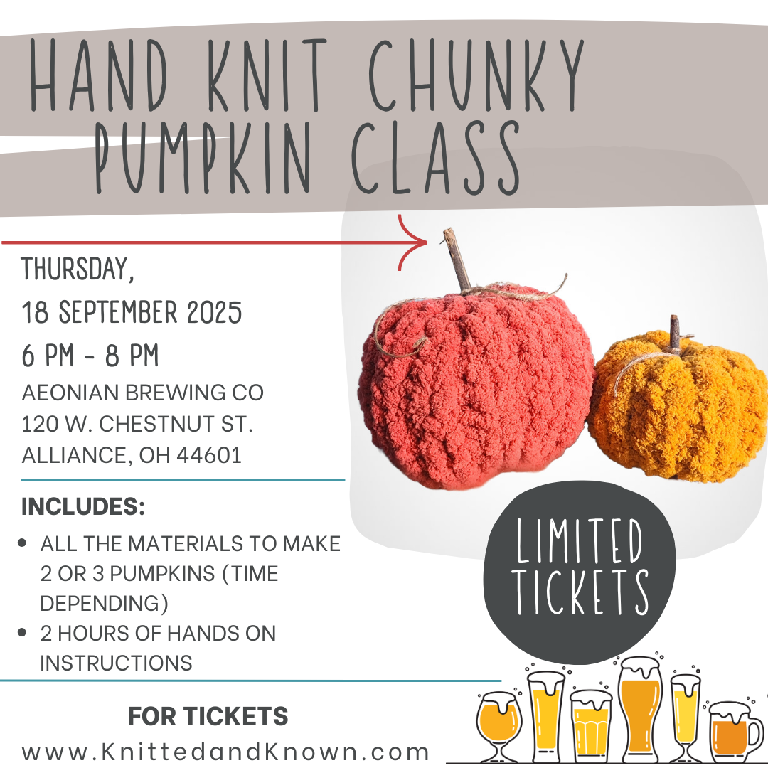 Hand Knitting Pumpkin Class - September 18th at Aeonian