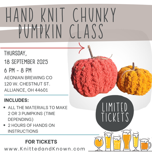 Hand Knitting Pumpkin Class - September 18th at Aeonian