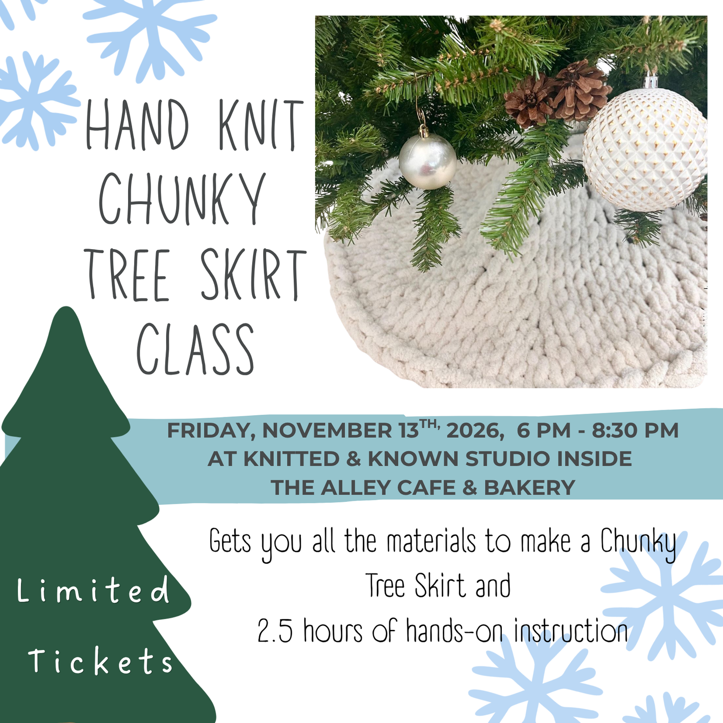 Chunky Tree Skirt Knitting Class – November 13th