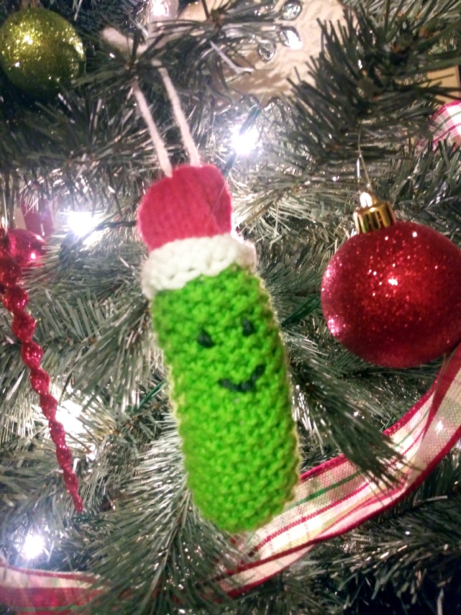 Hand-made Christmas Pickle Crochet Tree Ornament